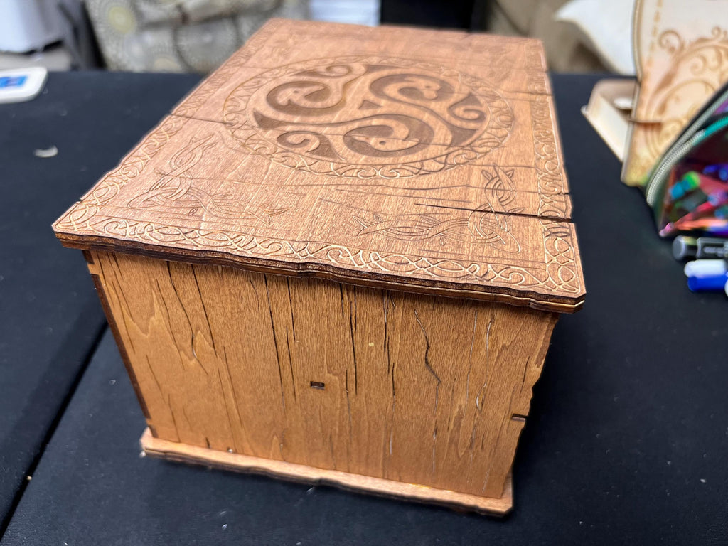 Laser Engraved Wooden Tarot Card storage / Jewelry Box / Crystals