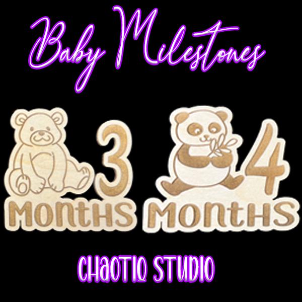 Wooden Baby Milestone Discs | Months 1-12 Photo Props, Engraved Natural Wood Keepsake