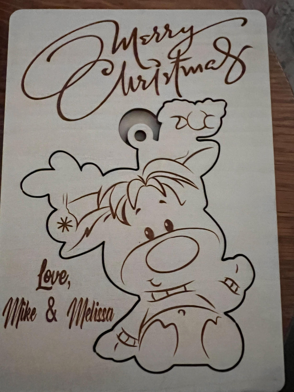 Engraved Wooden Christmas Card with Keepsake Ornament DIY