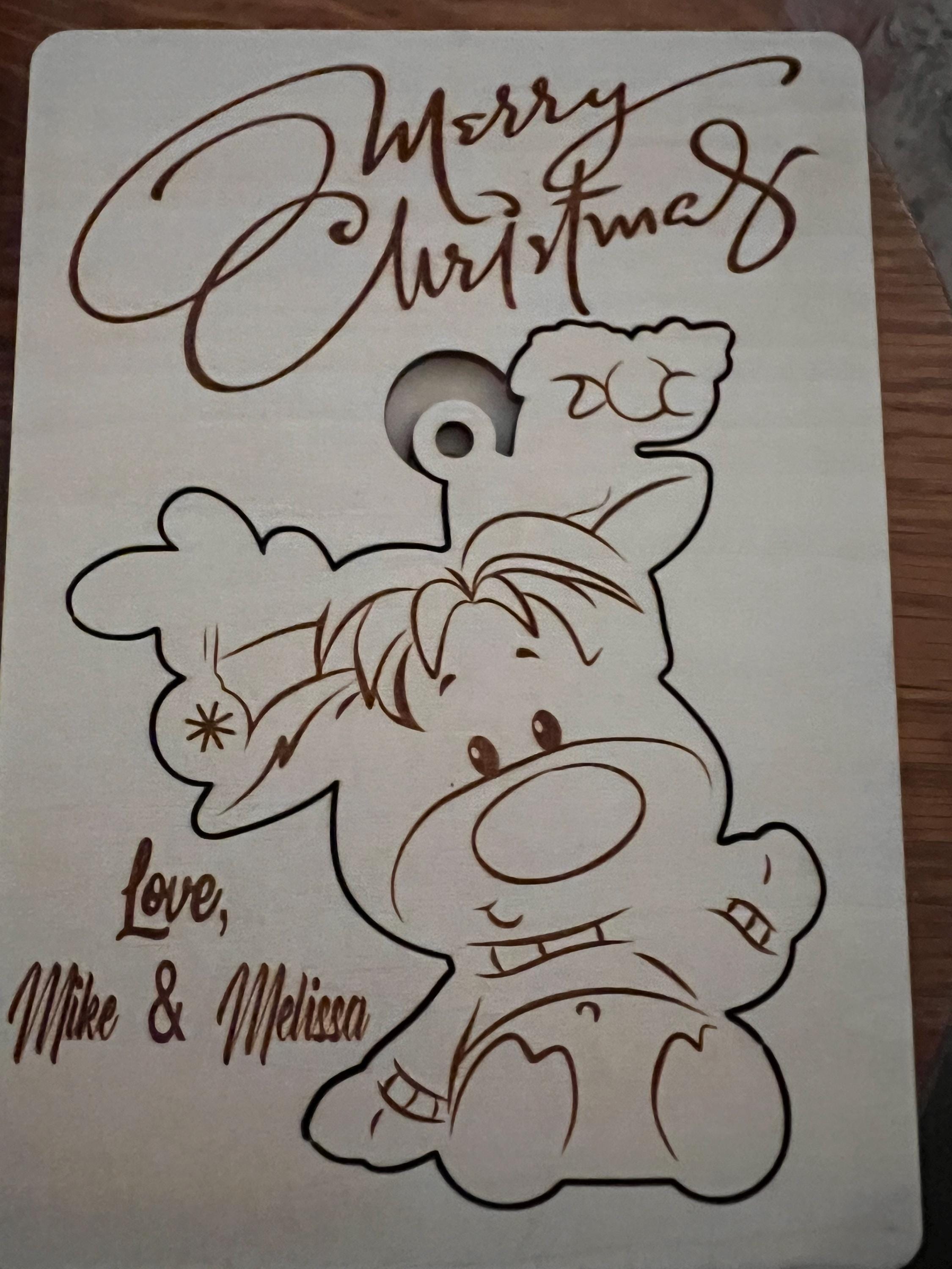 Engraved Wooden Christmas Card with Keepsake Ornament DIY