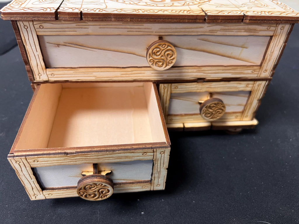 Laser Engraved Wooden Tarot Card storage / Jewelry Box / Crystals