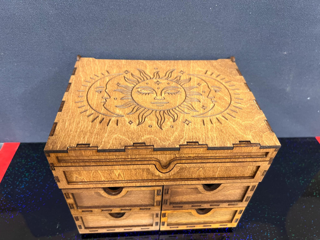 Laser Engraved Wooden Tarot Card Box: Witchcraft Altar Organizer, customized jewelry box, wedding present