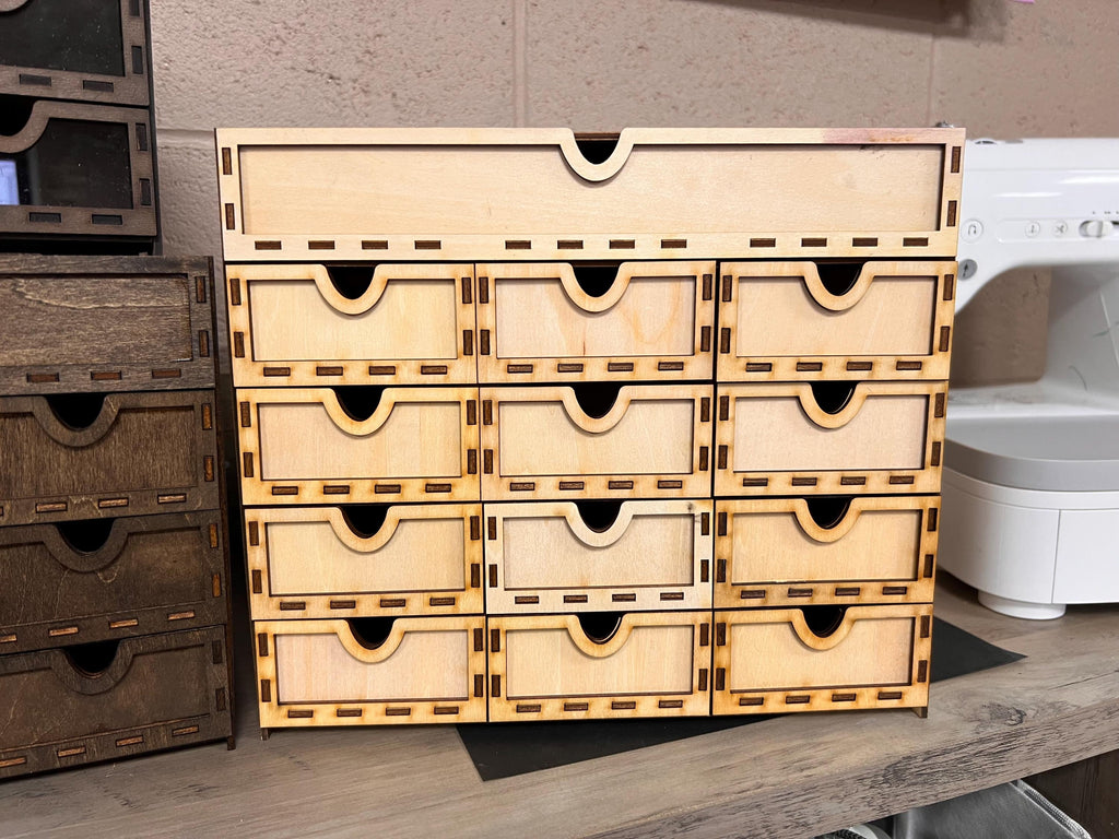 Large Wooden Tarot Card Deck Holder: 13-Drawer Altar Box
