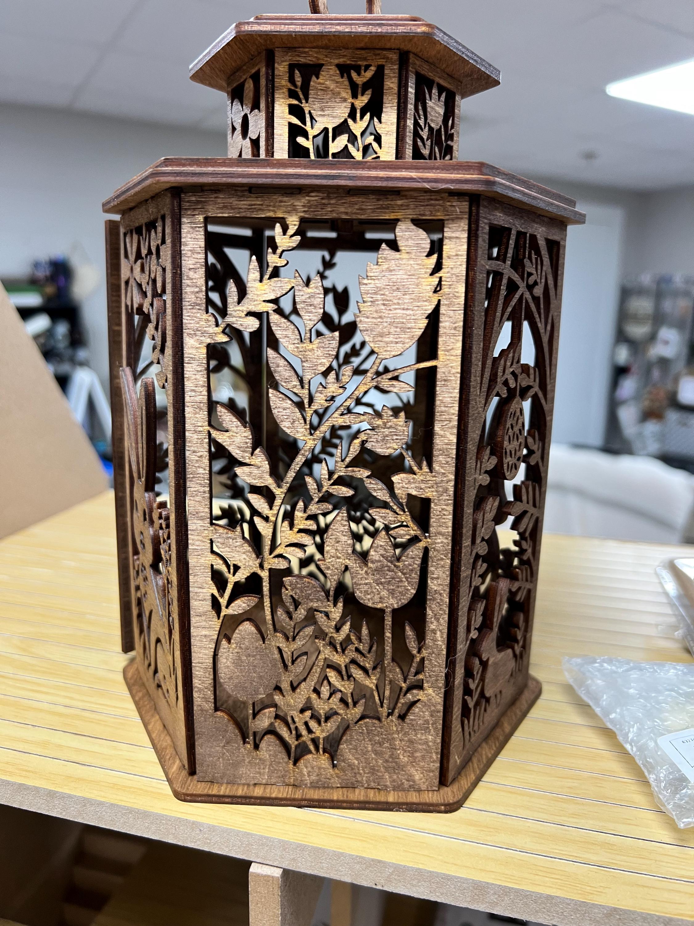 Laser Cut Wooden Easter Lantern – Bunny, Egg, Floral Designs – Rustic Spring Décor