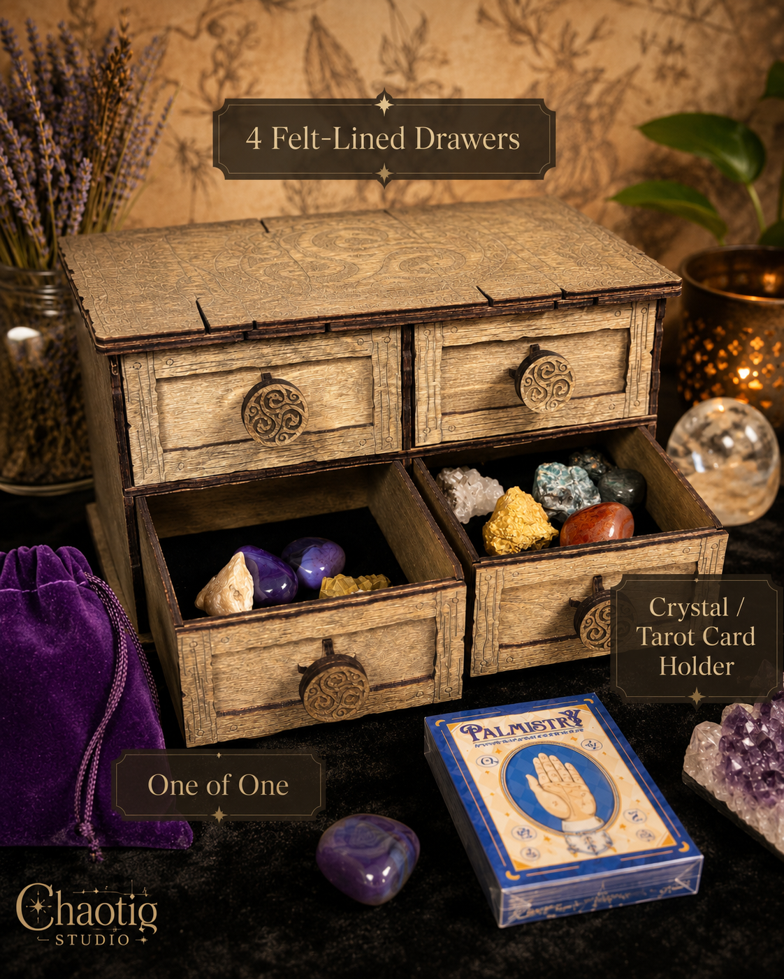 Rustic Crystal & Tarot Card Holder