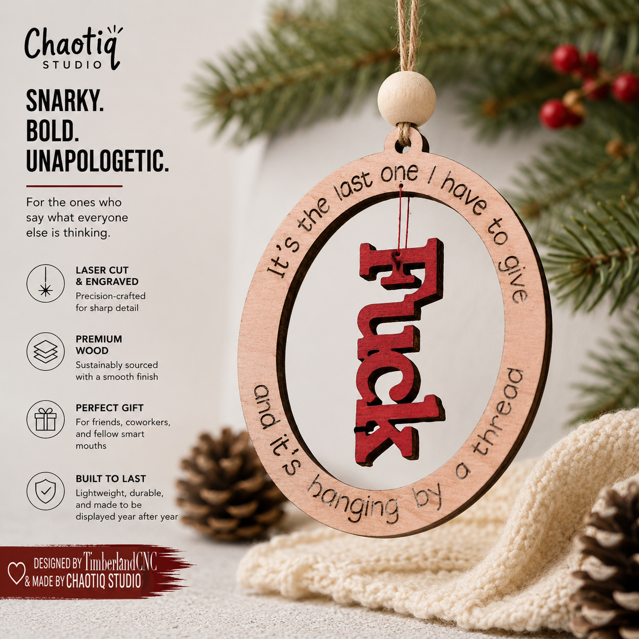 Last F*CK hanging by a thread Ornament