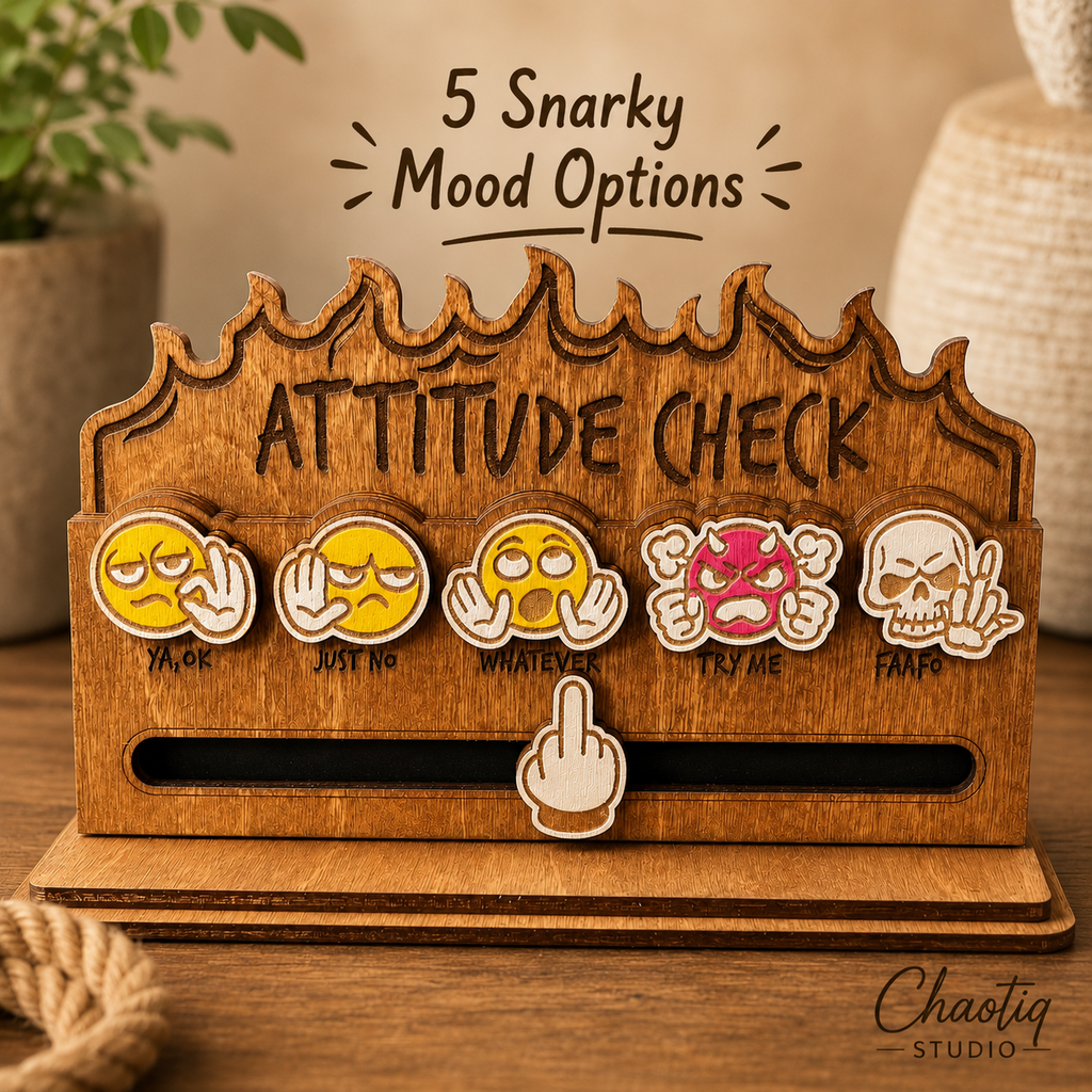 Attitude Checker Desk Sign | Funny Coworker Gift | Middle Finger Slider Mood Meter | Office Gag Gift | Sarcastic Desk Decor | Work Humor