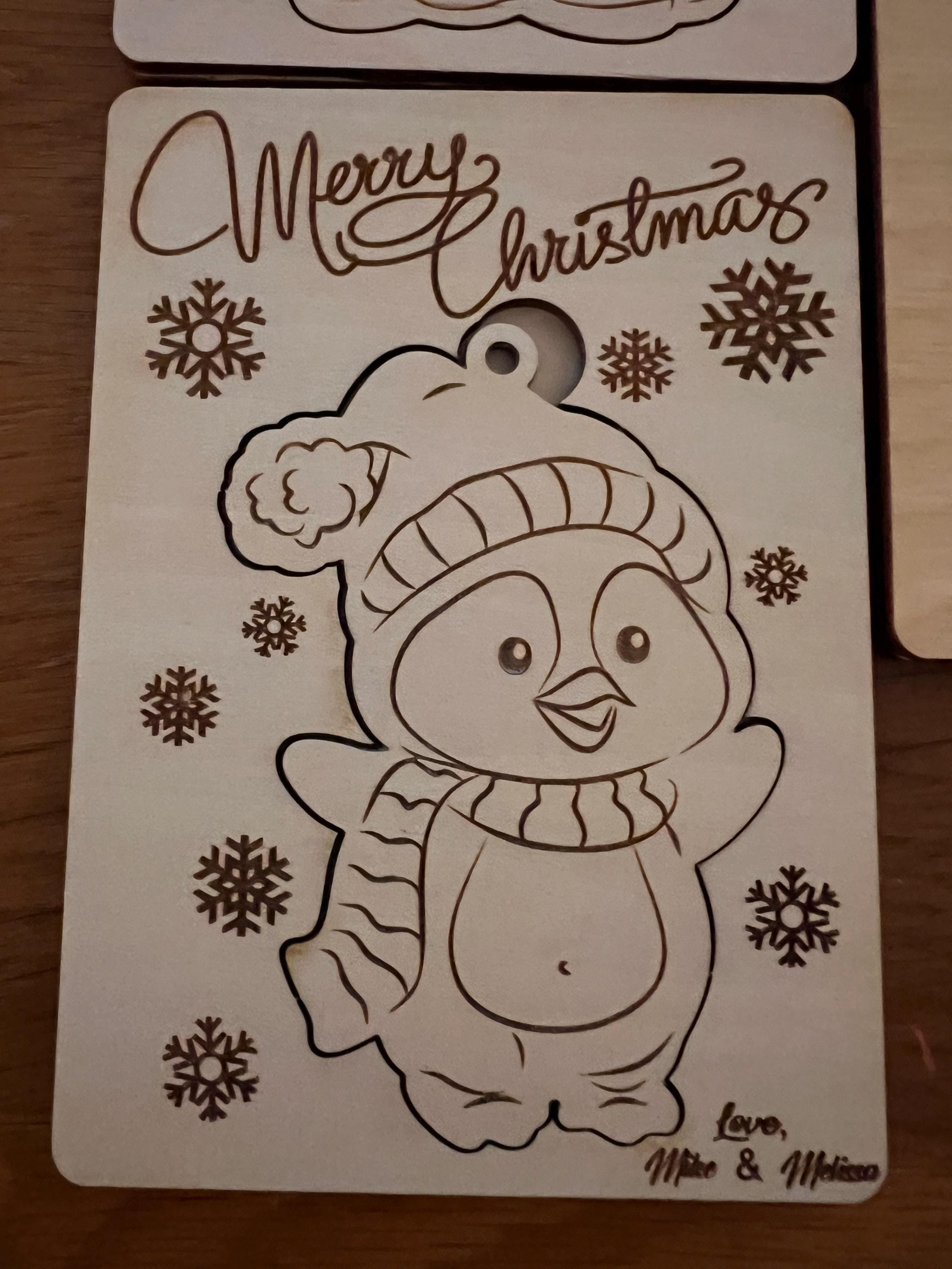 Engraved Wooden Christmas Card with Keepsake Ornament DIY