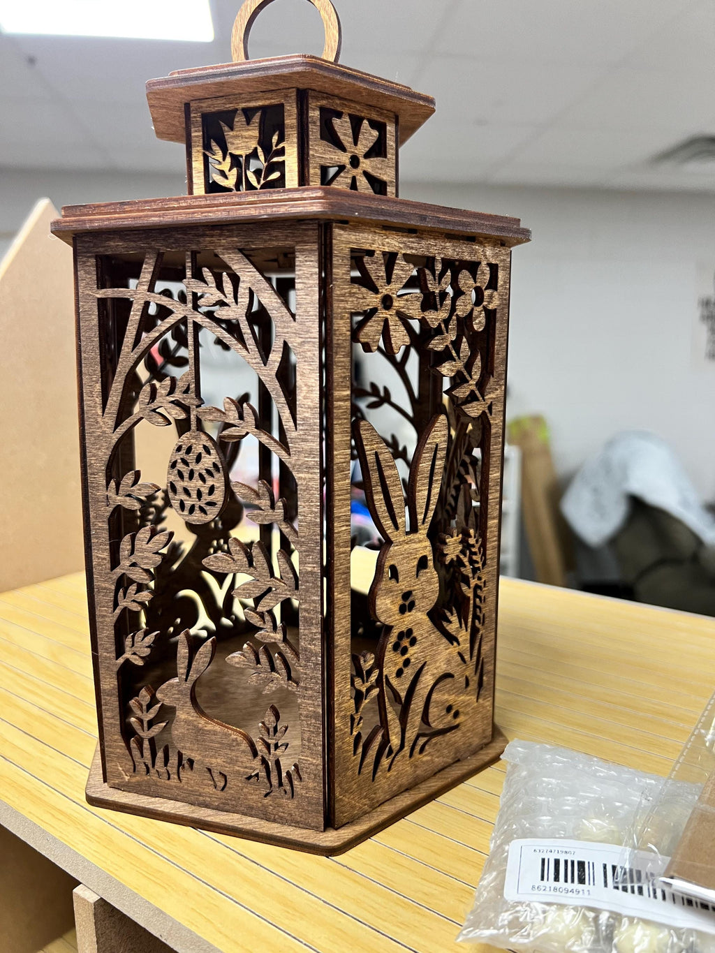 Laser Cut Wooden Easter Lantern – Bunny, Egg, Floral Designs – Rustic Spring Décor